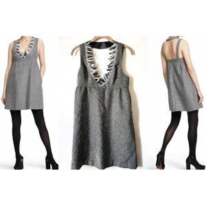 Anna Sui for Target Sleeveless Metallic Grey Boucle V-Neck Shift Mini Dress XS